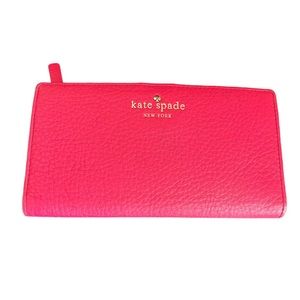 Kate Spade Hot Pink Pebbled Leather Wallet